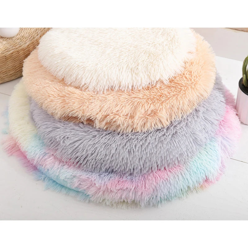 Round Pet Dog Bed Mat Long Plush Soft Fluffy Pet Cushion Cats Bed Blanket Pad For Small Medium Large Dogs Cats Sleeping Supplies