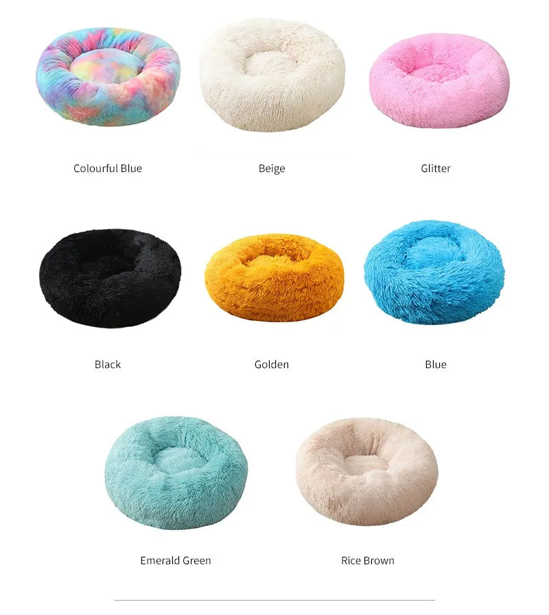 Dog Bed With Zipper Cat House Detachable Washable Cushion Sofa Kennel For Dogs Cats Round Mat Thicken Plush Waem Pet Accesseries