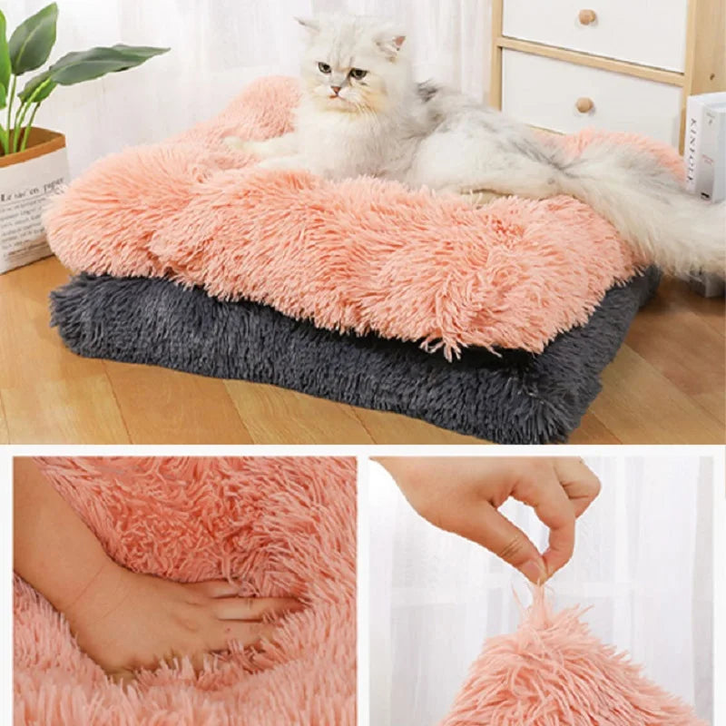 Long Plush Dog Bed Soft Dog House Pet Blanket For Small Large Dogs Cat Bed Mat Chihuahua Sofa Sleeping Cushion Pet Supplies