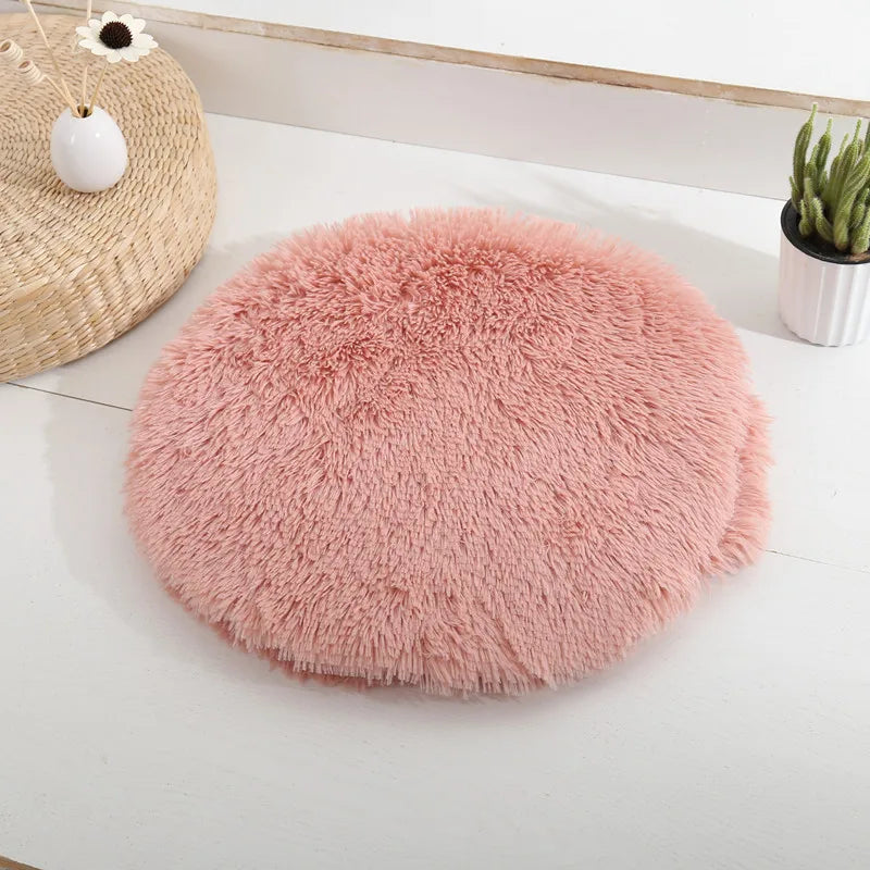 Round Pet Dog Bed Mat Long Plush Soft Fluffy Pet Cushion Cats Bed Blanket Pad For Small Medium Large Dogs Cats Sleeping Supplies