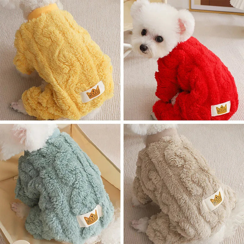 Winter Dog Clothes Warm Pajamas For Dogs Puppy All-In-One Fleece Pet Jumpsuit For Small Medium Dog Chihuahua Puppy Suit Clothing