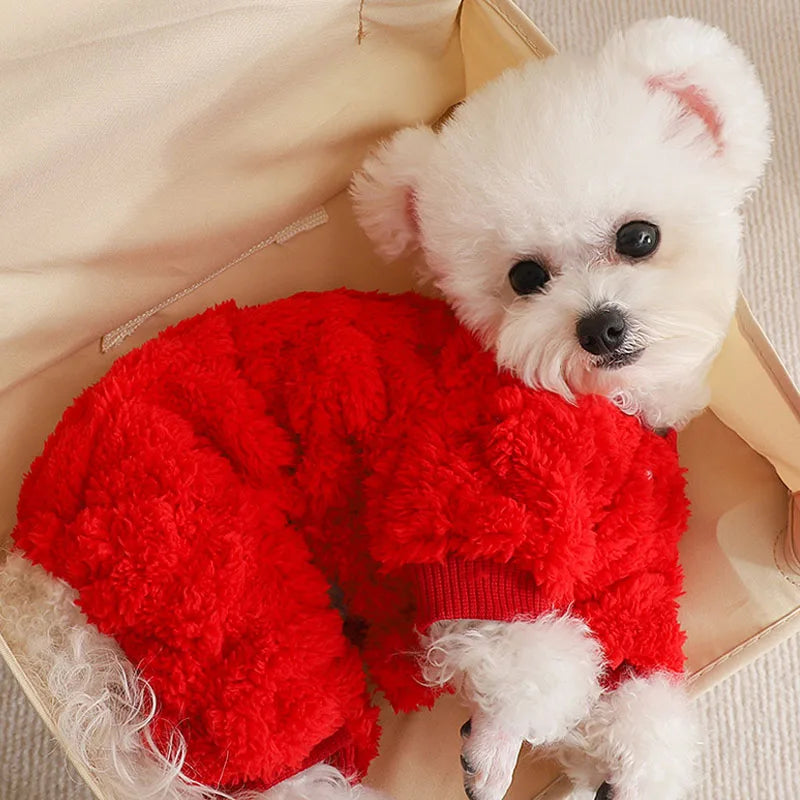 Winter Dog Clothes Warm Pajamas For Dogs Puppy All-In-One Fleece Pet Jumpsuit For Small Medium Dog Chihuahua Puppy Suit Clothing