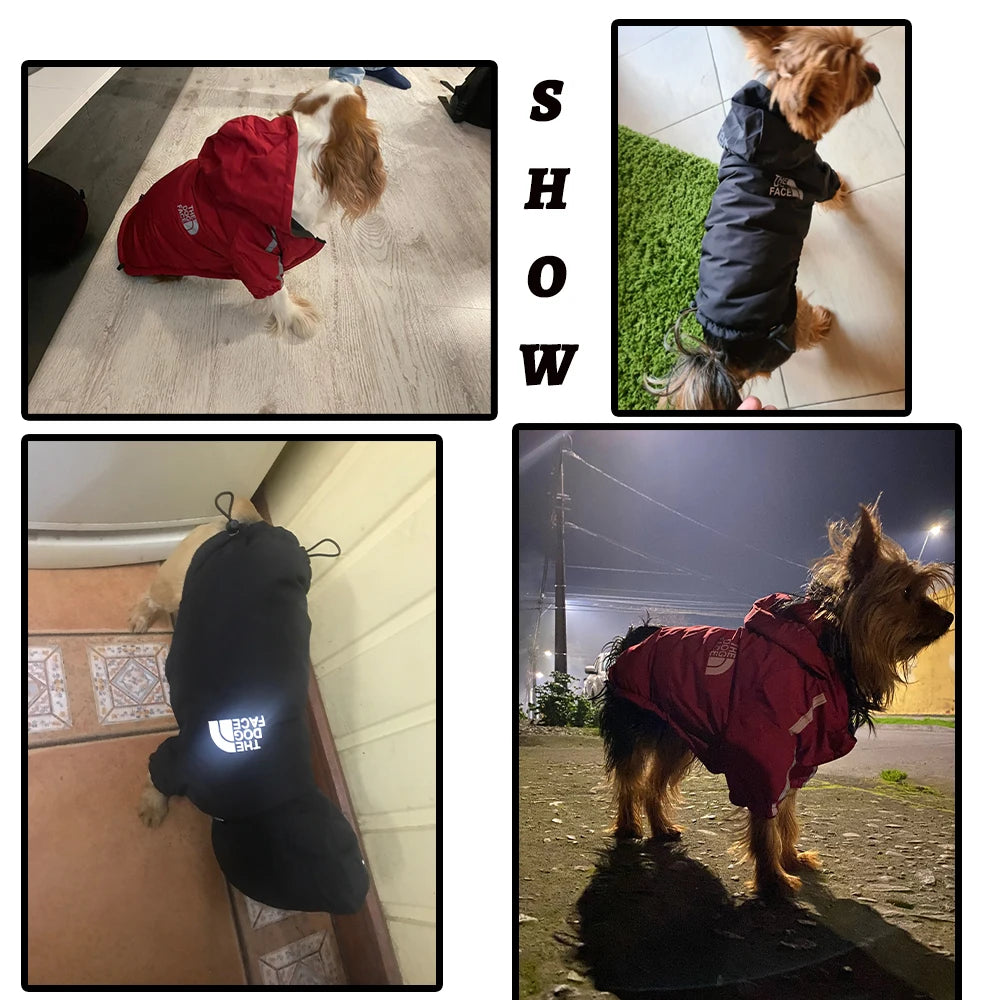 Reflective Pet Clothes Autumn Winter Pet Dog Waterproof Warm Coat Cotton Hooded Jacket The Dog Face Small Dog Clothes