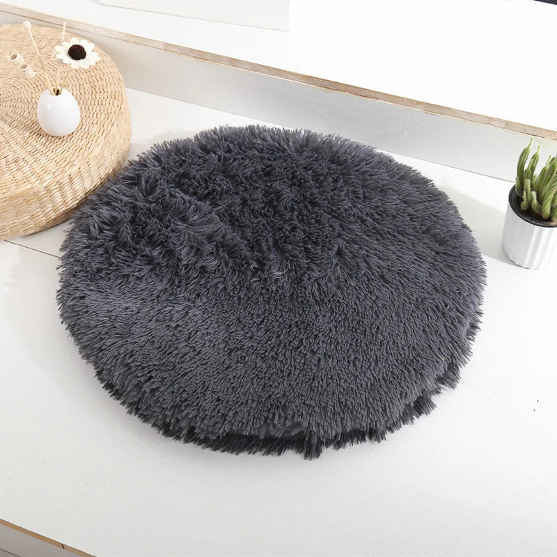 Round Pet Dog Bed Mat Long Plush Soft Fluffy Pet Cushion Cats Bed Blanket Pad For Small Medium Large Dogs Cats Sleeping Supplies