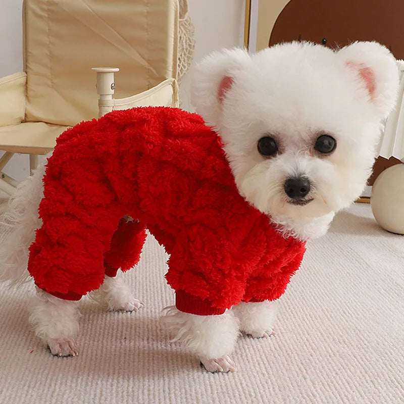 Winter Dog Clothes Warm Pajamas For Dogs Puppy All-In-One Fleece Pet Jumpsuit For Small Medium Dog Chihuahua Puppy Suit Clothing