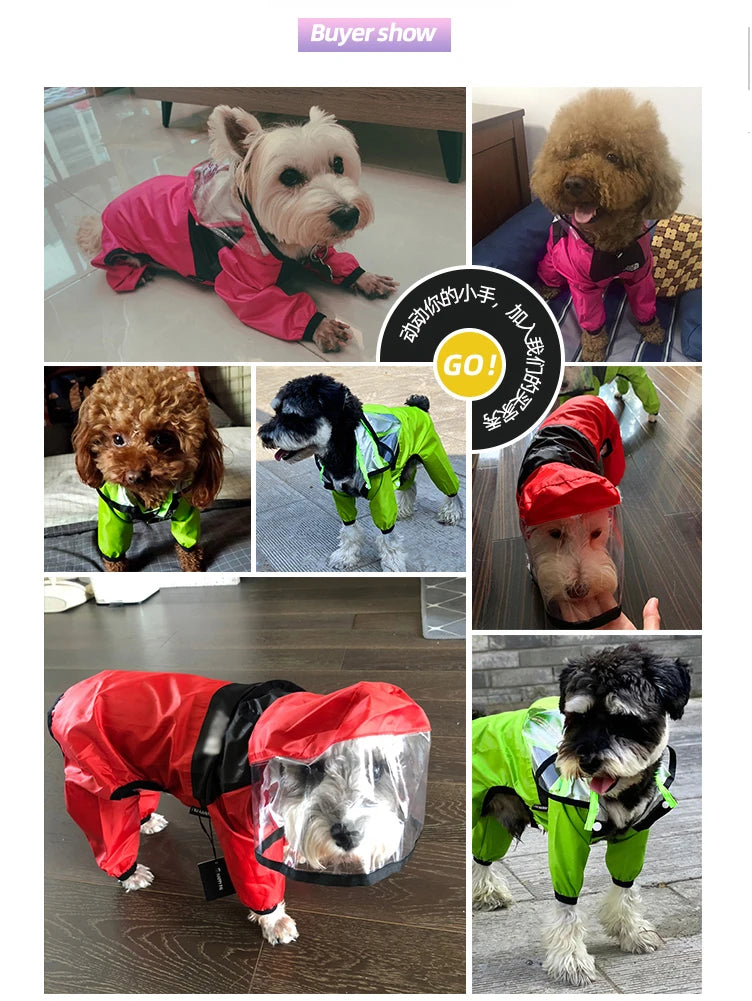 Pet Dog Raincoat The Dog Face Pet Clothes Jumpsuit Waterproof Dog Jacket Dogs Water Resistant Clothes for Dogs Pet Coat