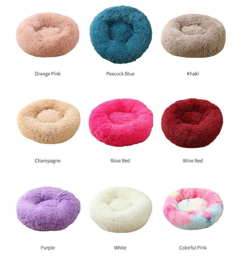 Dog Bed With Zipper Cat House Detachable Washable Cushion Sofa Kennel For Dogs Cats Round Mat Thicken Plush Waem Pet Accesseries