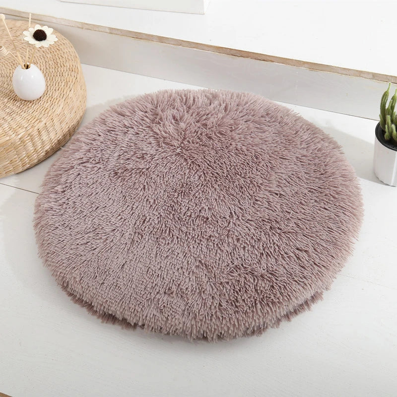 Round Pet Dog Bed Mat Long Plush Soft Fluffy Pet Cushion Cats Bed Blanket Pad For Small Medium Large Dogs Cats Sleeping Supplies