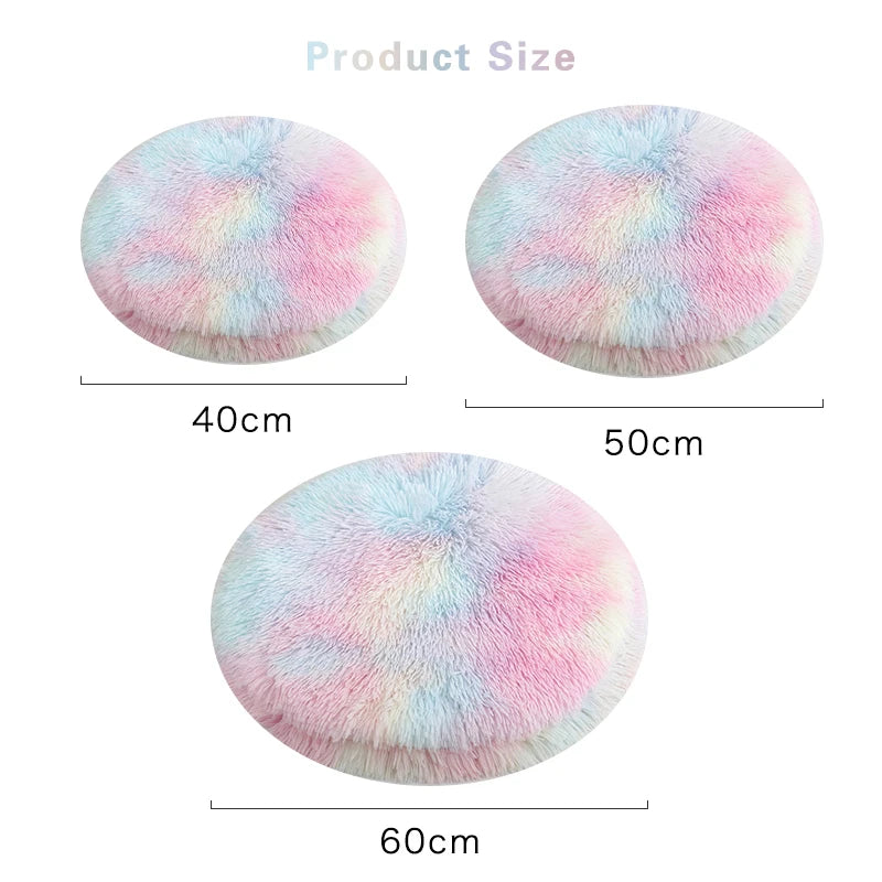 Round Pet Dog Bed Mat Long Plush Soft Fluffy Pet Cushion Cats Bed Blanket Pad For Small Medium Large Dogs Cats Sleeping Supplies