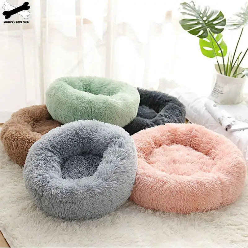 Dog Bed With Zipper Cat House Detachable Washable Cushion Sofa Kennel For Dogs Cats Round Mat Thicken Plush Waem Pet Accesseries