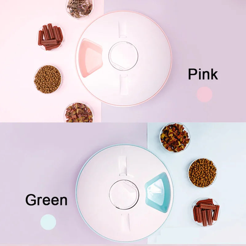 Pet Automatic Feeder Portion Control Digital Timer Detachable Dogs Cats Anti Slip 6 Meal Trays with Voice Recorder Dry Wet Food