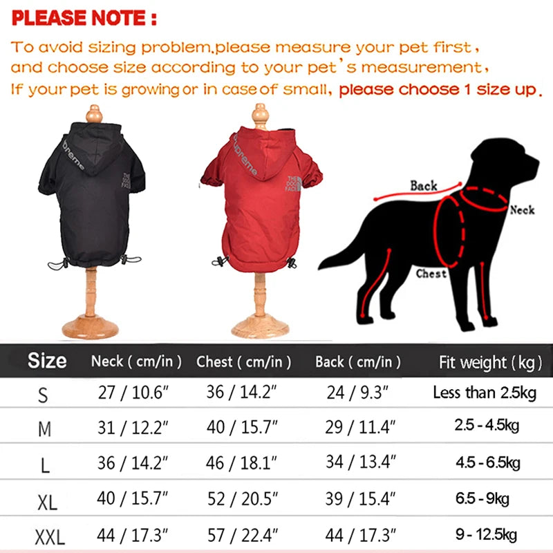 Reflective Pet Clothes Autumn Winter Pet Dog Waterproof Warm Coat Cotton Hooded Jacket The Dog Face Small Dog Clothes