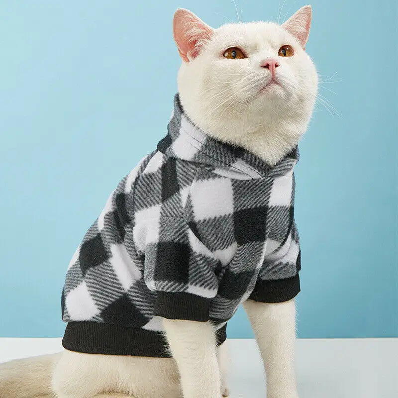 Plaid Winter Warm Pet Dog Cat Clothes Hoodies Sweater Clothing Puppy Coat Jacket Cute Puppy Outfit Pet Jacket Coat Clothing