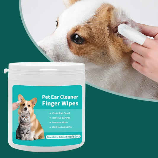 Pet products, pet ear cleaning wipes, ear care finger covers, ear mite removal, cat and dog ear cleaning