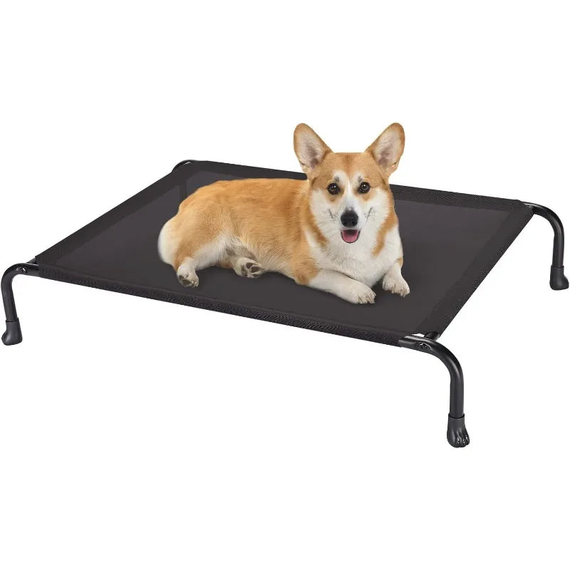 Elevated Raised Dog Bed, Cooling Outdoor Dog Cots Beds for Large Dogs, Pet Hammock Bed with No-slip Feet, Frame with Washable