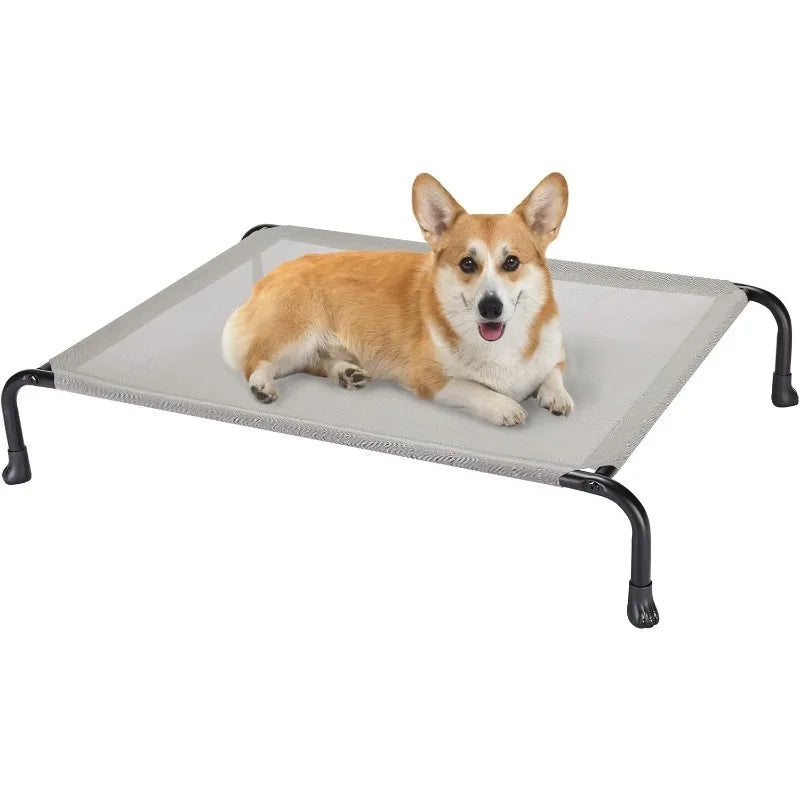 Elevated Raised Dog Bed, Cooling Outdoor Dog Cots Beds for Large Dogs, Pet Hammock Bed with No-slip Feet, Frame with Washable