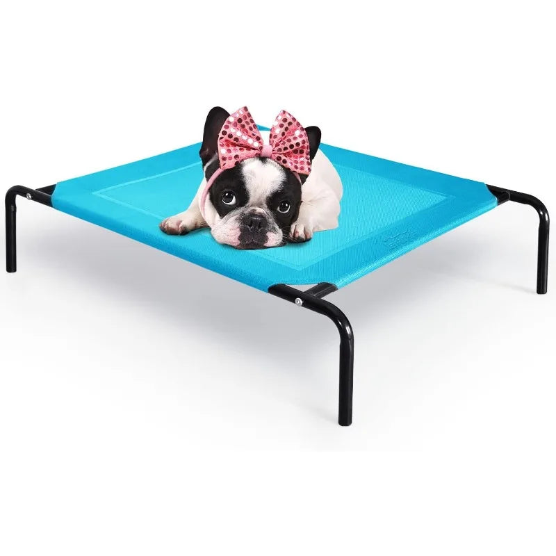 Outdoor Elevated Dog Bed, Raised Dog Cots Beds for Extra Large Medium Small Dogs, Portable Pet Beds with Cooling