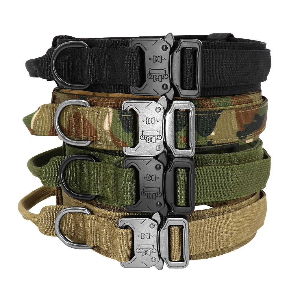 Nylon Tactical Dog Harness Collar Leash No Pull Military Pet Harness Vest For Medium Large Dogs Training Molle Harness Pouches