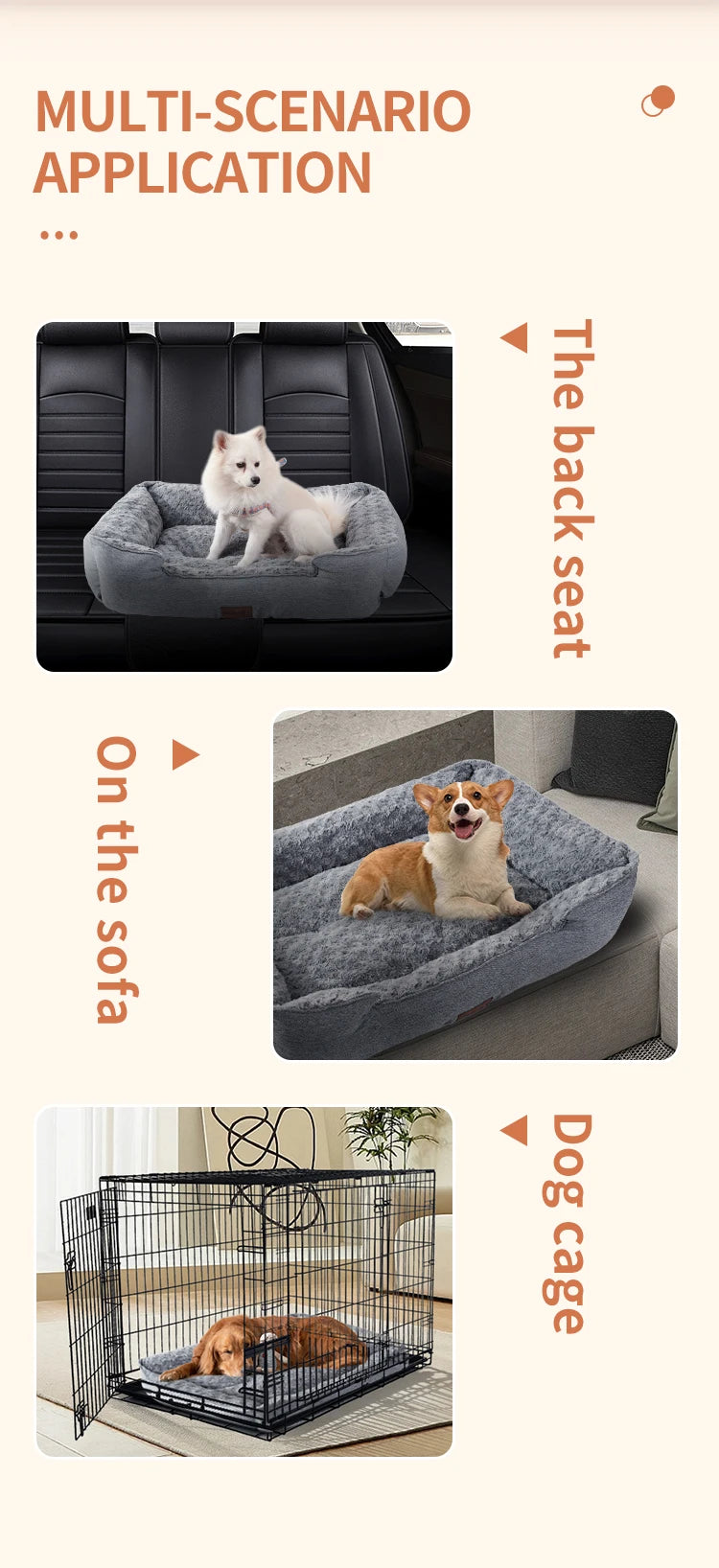 Dog Bed for Large Medium Small Dogs Thickened Filled Rectangle Dog Bed Orthopedic Calming Down Deep Sleeping Dog Sofa Bed