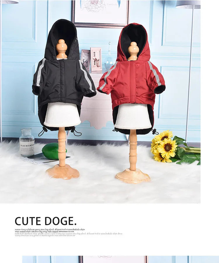 Reflective Pet Clothes Autumn Winter Pet Dog Waterproof Warm Coat Cotton Hooded Jacket The Dog Face Small Dog Clothes