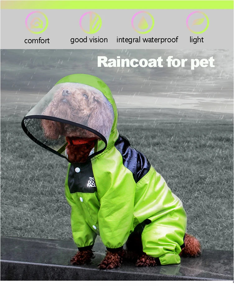 Pet Dog Raincoat The Dog Face Pet Clothes Jumpsuit Waterproof Dog Dogs Water Resistant Clothes For Dogs Pet Coat