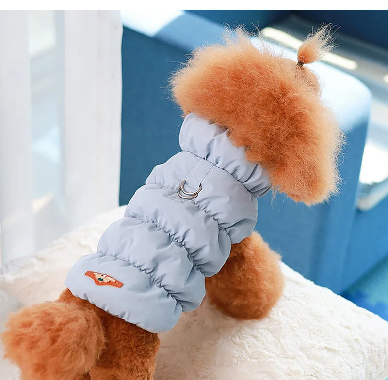 Winter Warm Dog Coat Soft Padded Pet Clothes for Small Medium Dogs Cats with D-ring Puppy Jacket Chihuahua French Poodle Outfit