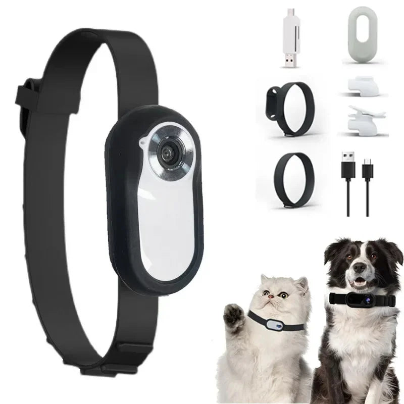 HD 1080P Wireless Collar Camera No WiFi Needed Dog Cat Pet Camera Collar Nanny Camera Video Records for Cats Dogs Birthday Gift