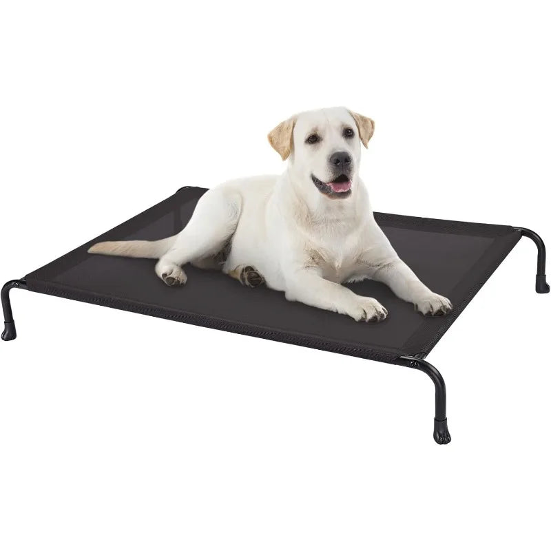 Elevated Raised Dog Bed, Cooling Outdoor Dog Cots Beds for Large Dogs, Pet Hammock Bed with No-slip Feet, Frame with Washable