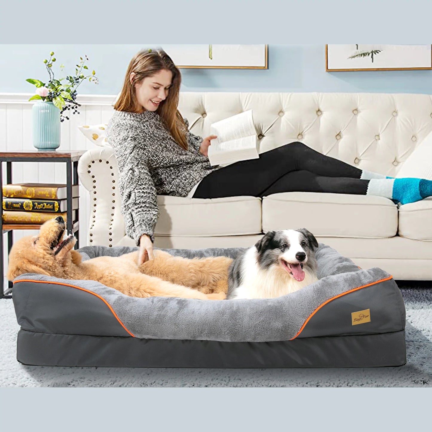 Large Dog Bed Soft Comfortable Anti Allergy Warm Fleece Removable Washable Cover Pet Bed Waterproof