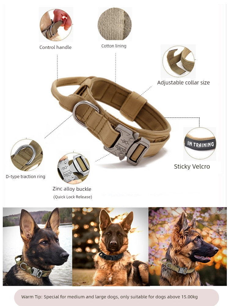 Dog Tactical Collar Medium Large Dog Quick Release Collar Golden Retriever Malinois German Shepherd Explosion-Proof Dog Collar Dog Leash Hand Holding Rope