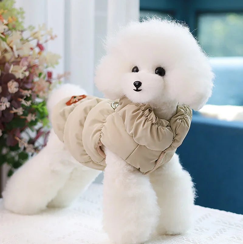 Winter Warm Dog Coat Soft Padded Pet Clothes for Small Medium Dogs Cats with D-ring Puppy Jacket Chihuahua French Poodle Outfit