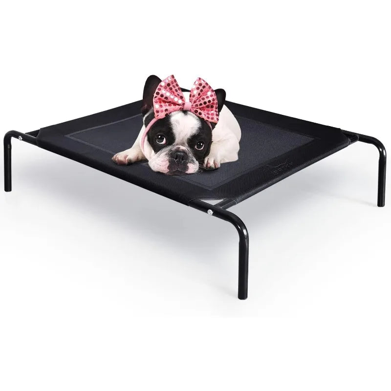 Outdoor Elevated Dog Bed, Raised Dog Cots Beds for Extra Large Medium Small Dogs, Portable Pet Beds with Cooling