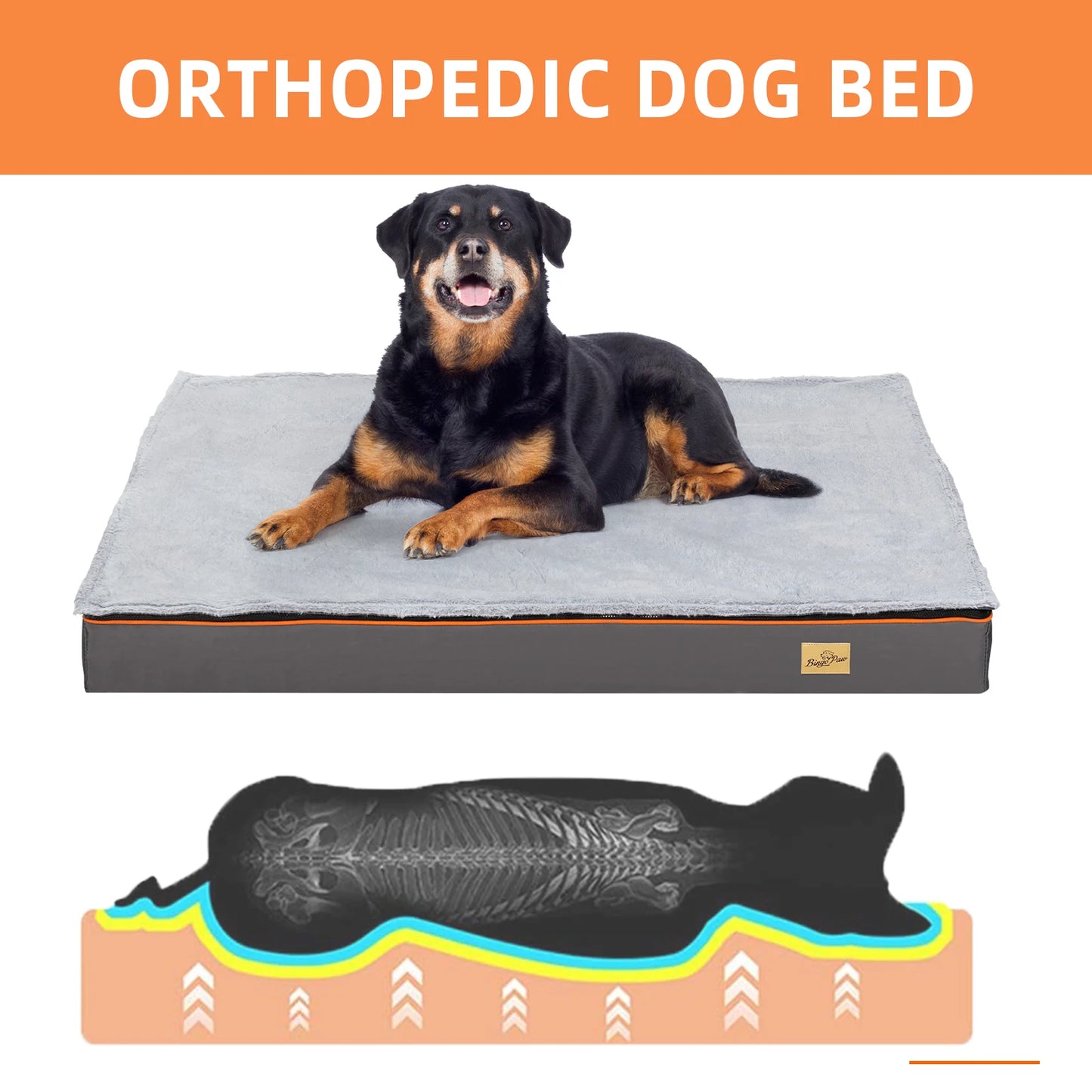 Dog Pet Bed  Large Padded Orthopedic Dog Bed Foam Cushion Pets Pillow Bed with Washable Cover