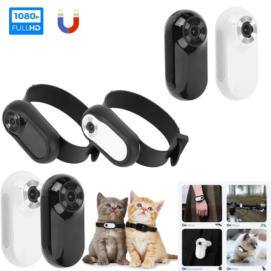 HD 1080P Sport/Action Camera No WiFi Needed Dog Cat Pet Camera Collar Pet Sport Camera Video Records with 32G Card Pet Supplies