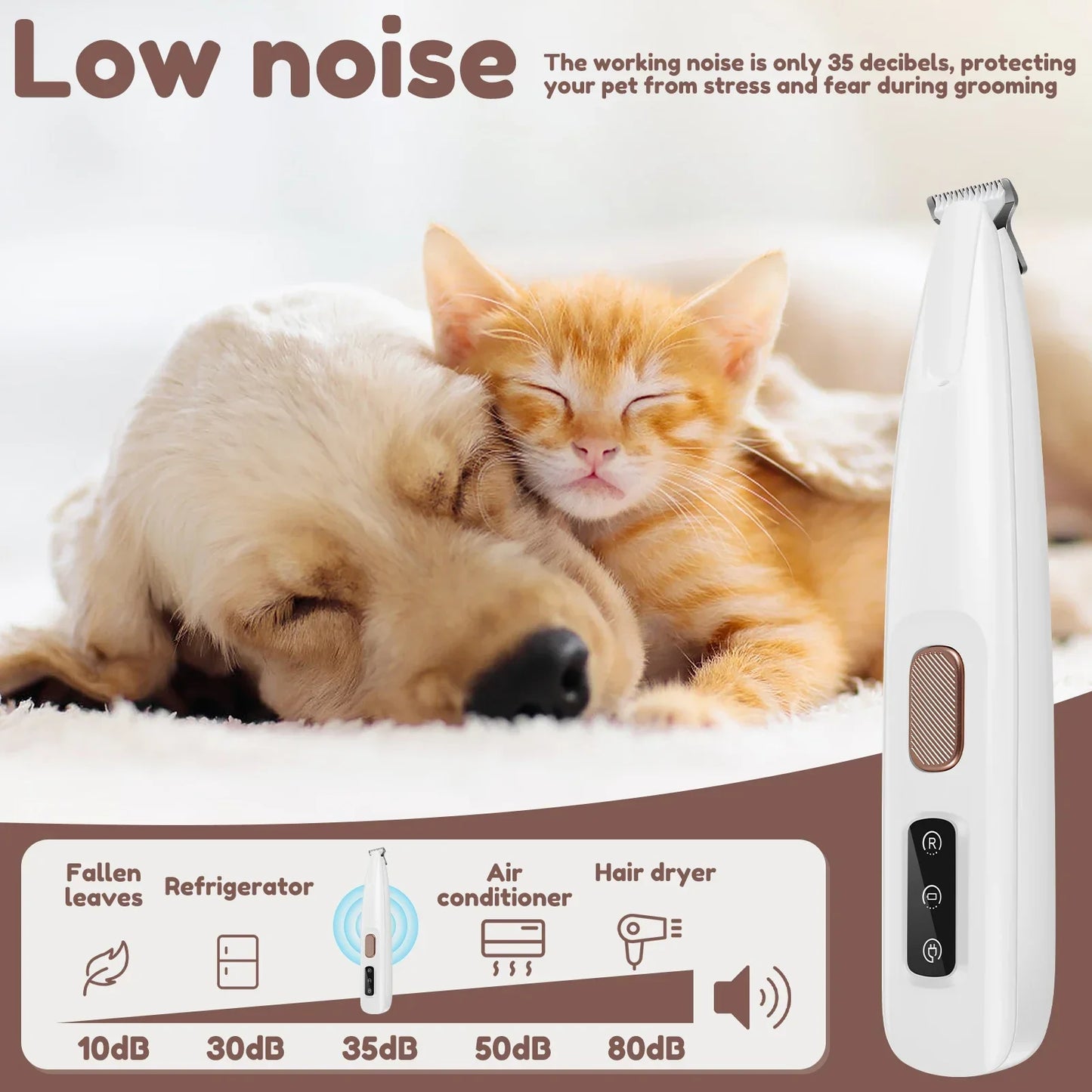 New Dog Paw Trimmer with LED Light Fully Waterproof Pet Hair Trimmer with LED Display Dog Clippers for Grooming 18mm Widen Blade