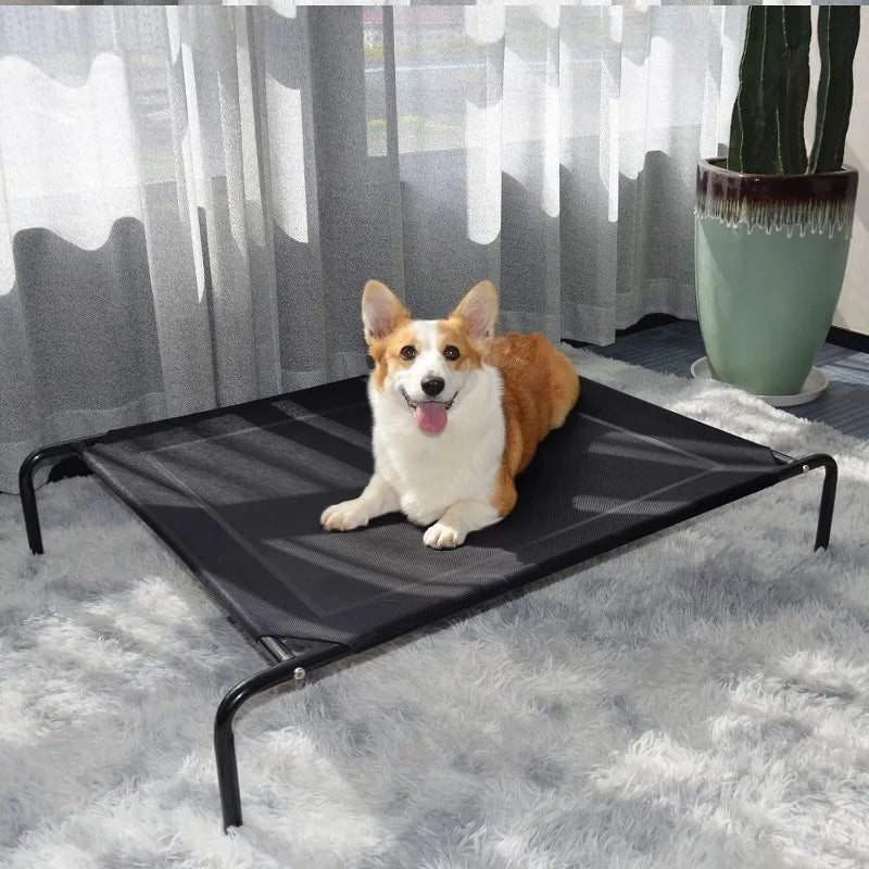 Outdoor Elevated Dog Bed, Raised Dog Cots Beds for Extra Large Medium Small Dogs, Portable Pet Beds with Cooling