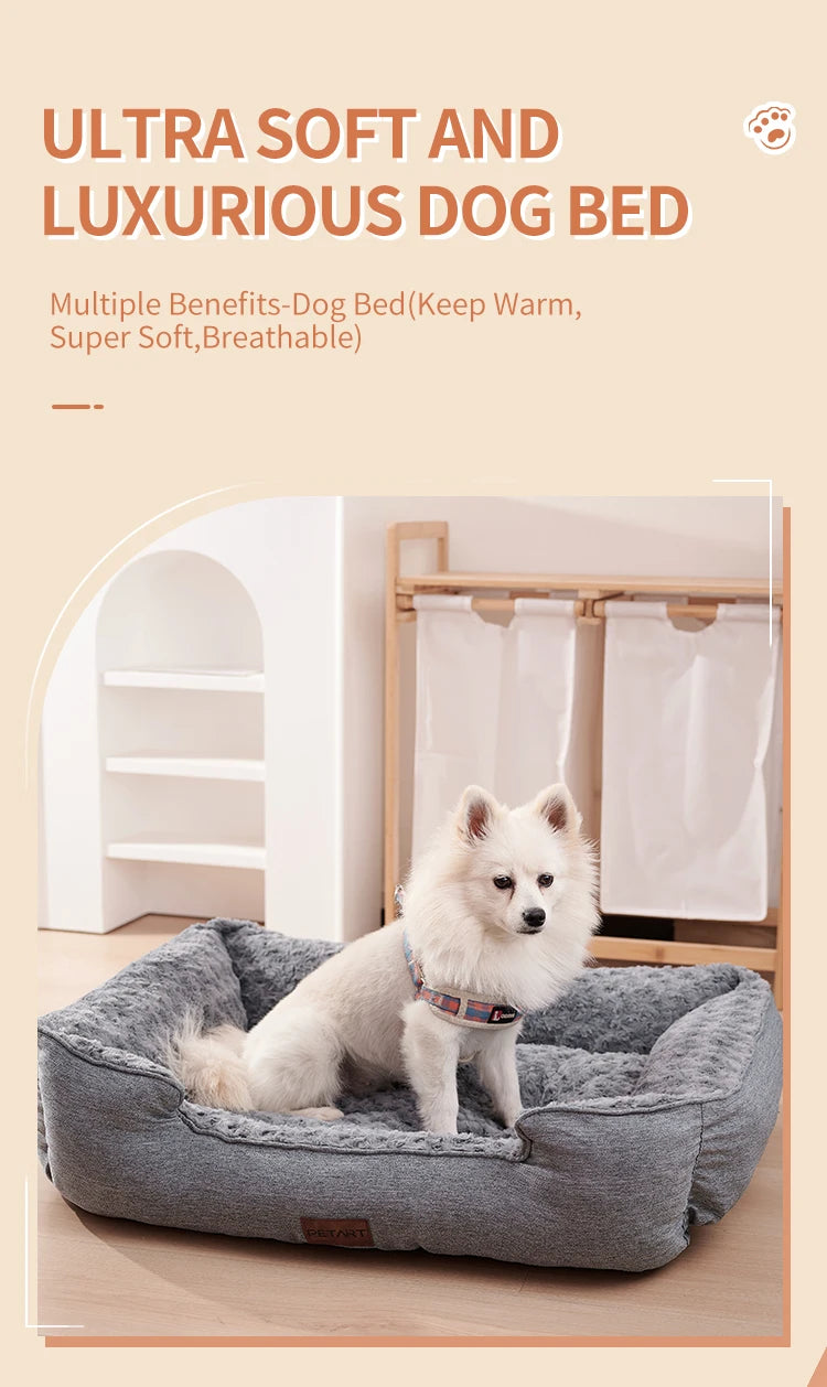 Dog Bed for Large Medium Small Dogs Thickened Filled Rectangle Dog Bed Orthopedic Calming Down Deep Sleeping Dog Sofa Bed