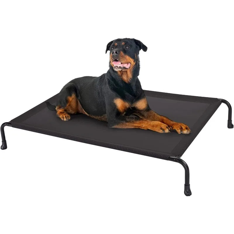 Elevated Raised Dog Bed, Cooling Outdoor Dog Cots Beds for Large Dogs, Pet Hammock Bed with No-slip Feet, Frame with Washable