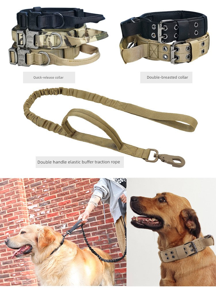 Dog Tactical Collar Medium Large Dog Quick Release Collar Golden Retriever Malinois German Shepherd Explosion-Proof Dog Collar Dog Leash Hand Holding Rope