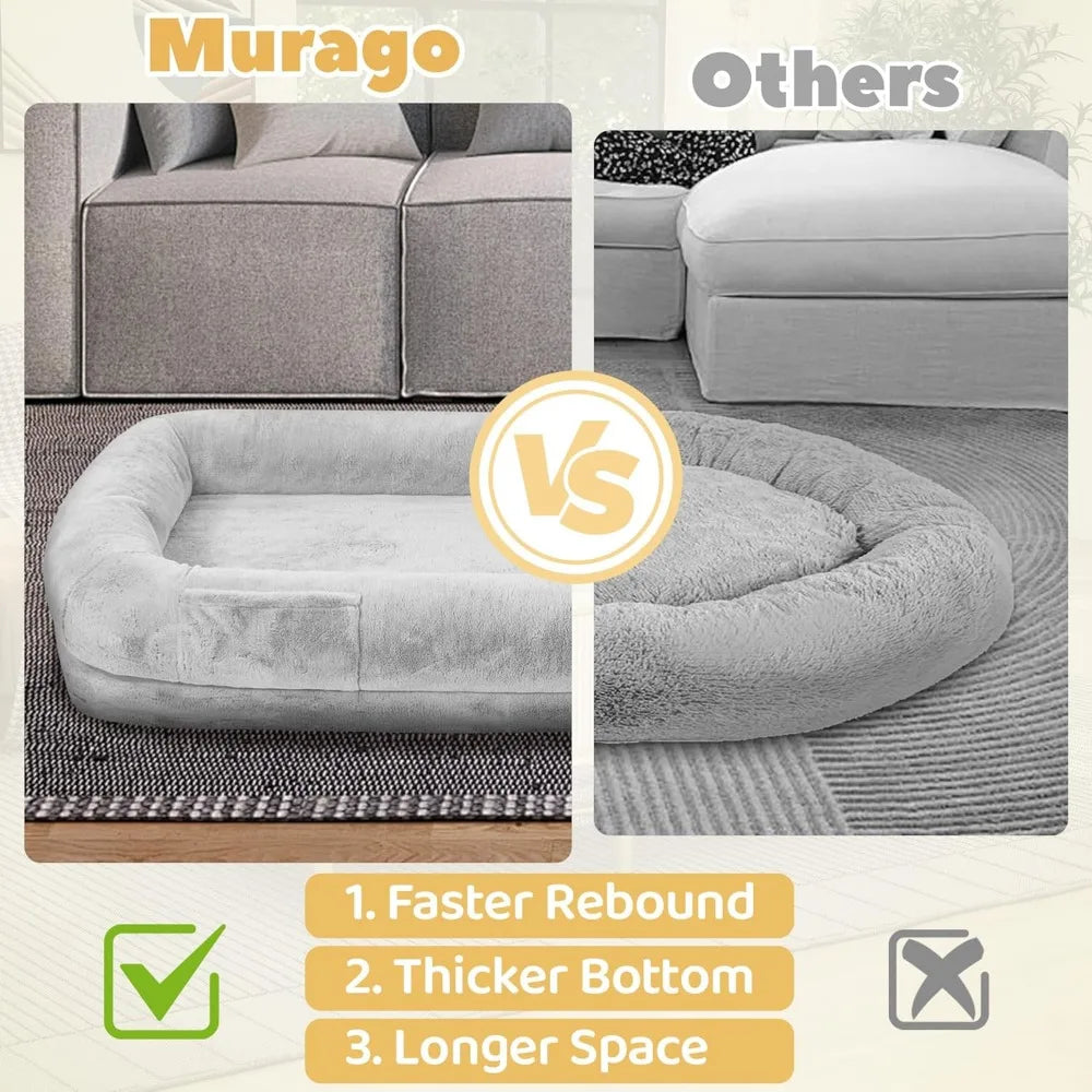 Human Dog Bed for Adults, 71" Long Human Size Dog Bed, Removable Cover, Washable, Waterproof, Orthopedic Design