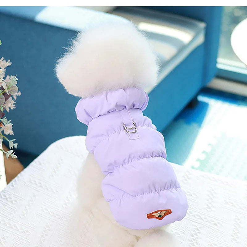 Winter Warm Dog Coat Soft Padded Pet Clothes for Small Medium Dogs Cats with D-ring Puppy Jacket Chihuahua French Poodle Outfit