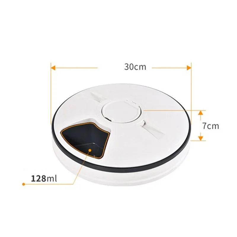 Pet Automatic Feeder Portion Control Digital Timer Detachable Dogs Cats Anti Slip 6 Meal Trays with Voice Recorder Dry Wet Food