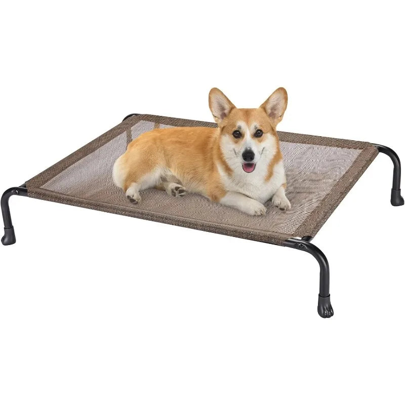 Elevated Raised Dog Bed, Cooling Outdoor Dog Cots Beds for Large Dogs, Pet Hammock Bed with No-slip Feet, Frame with Washable