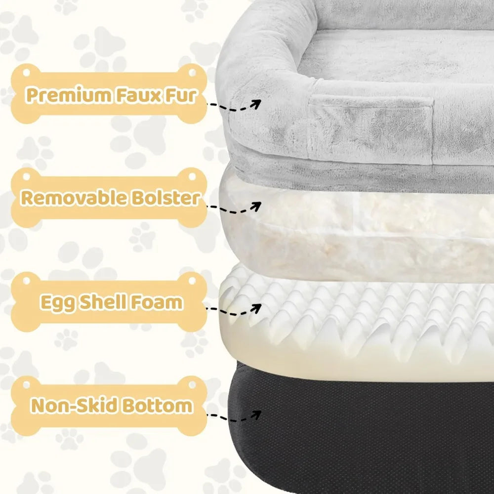 Human Dog Bed for Adults, 71" Long Human Size Dog Bed, Removable Cover, Washable, Waterproof, Orthopedic Design