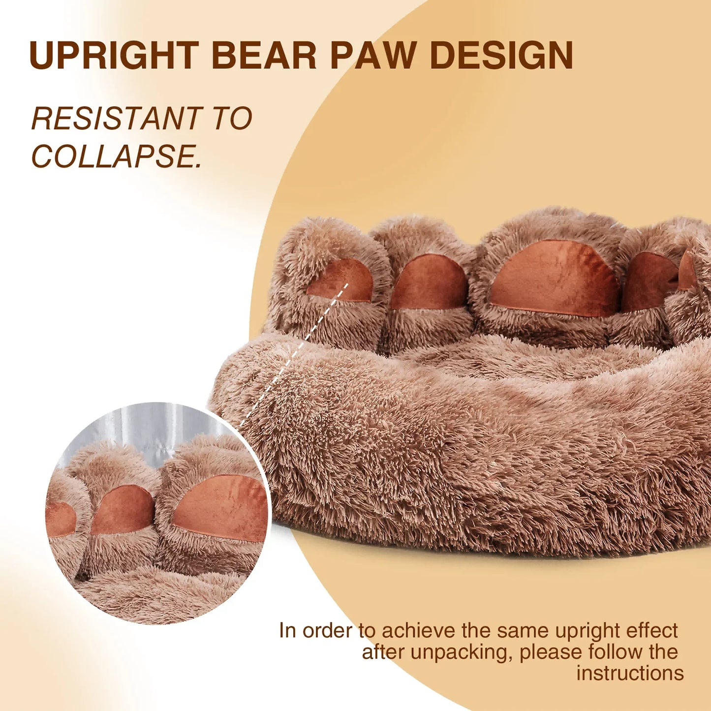 Dog Bed Bear Paw Dog Beds for Small Medium Dogs Cute Dog Cozy Soft Long Plush Round Pet Sofa Bed Cat Bed Cama Para Perro