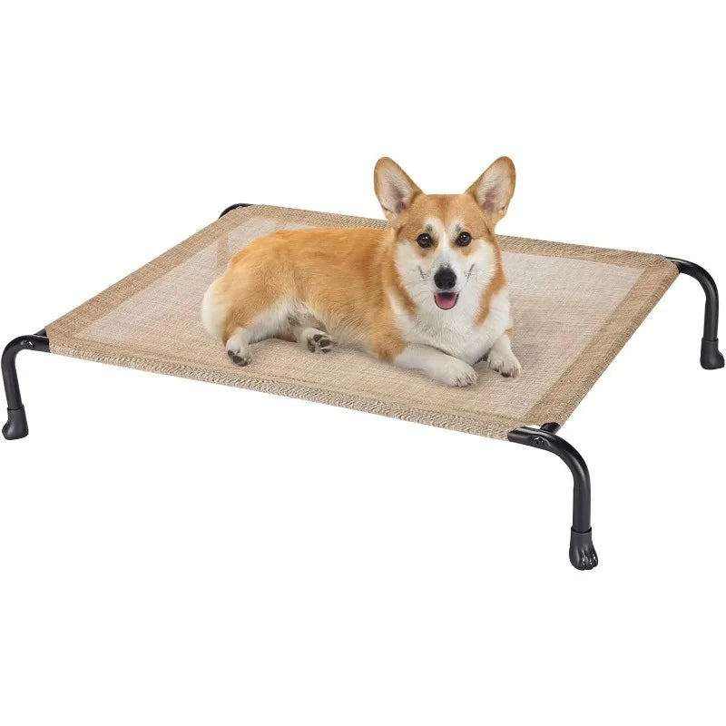 Elevated Raised Dog Bed, Cooling Outdoor Dog Cots Beds for Large Dogs, Pet Hammock Bed with No-slip Feet, Frame with Washable