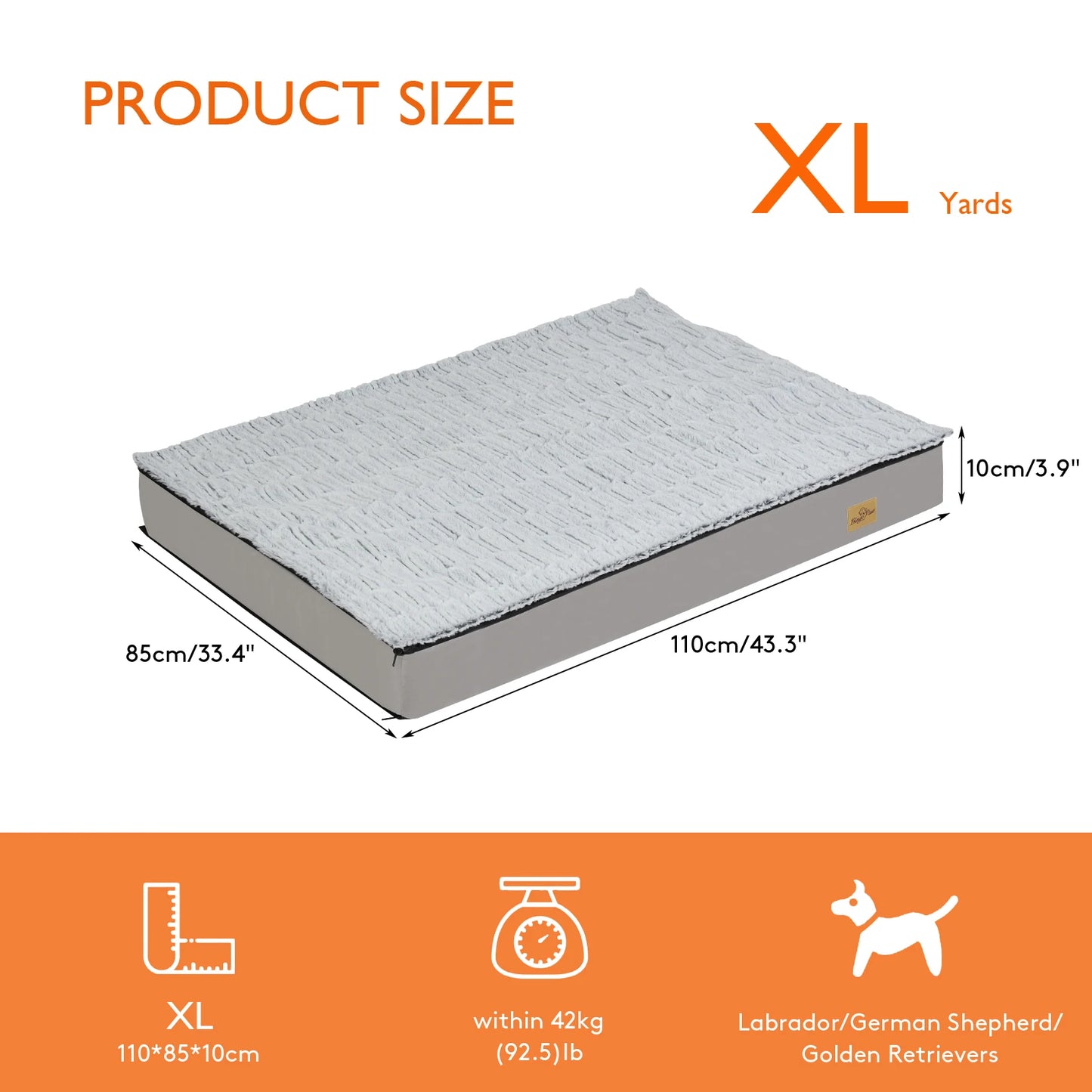 L XL 2XL 3XL Dog Bed Gray Orthopedic Pet Calming Bed Soft Sponge Foam Base Dog Crate Kennels Mat with Removable Cover