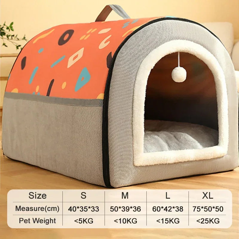 Warm Winter Cat Dog Bed Mat Deep Sleep Tent Cozy Geometric House Nest Removable Washable for Medium Large Dogs Pet Supplies