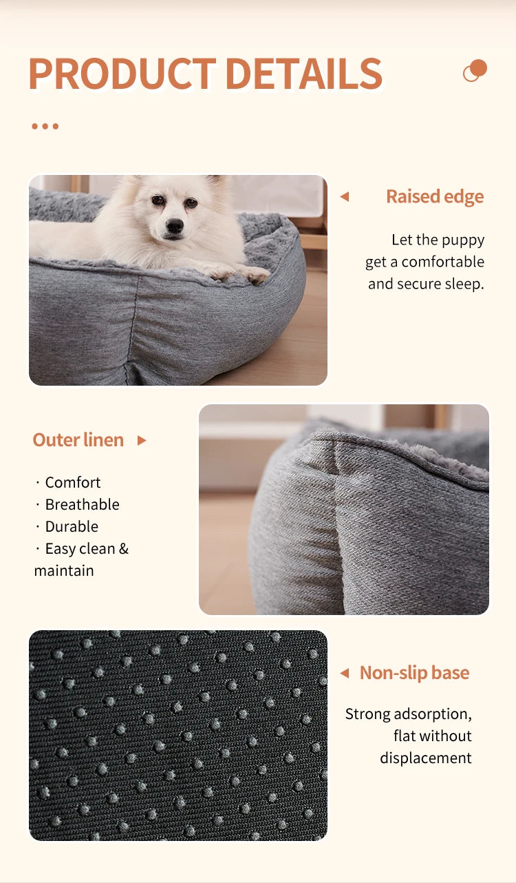 Dog Bed for Large Medium Small Dogs Thickened Filled Rectangle Dog Bed Orthopedic Calming Down Deep Sleeping Dog Sofa Bed