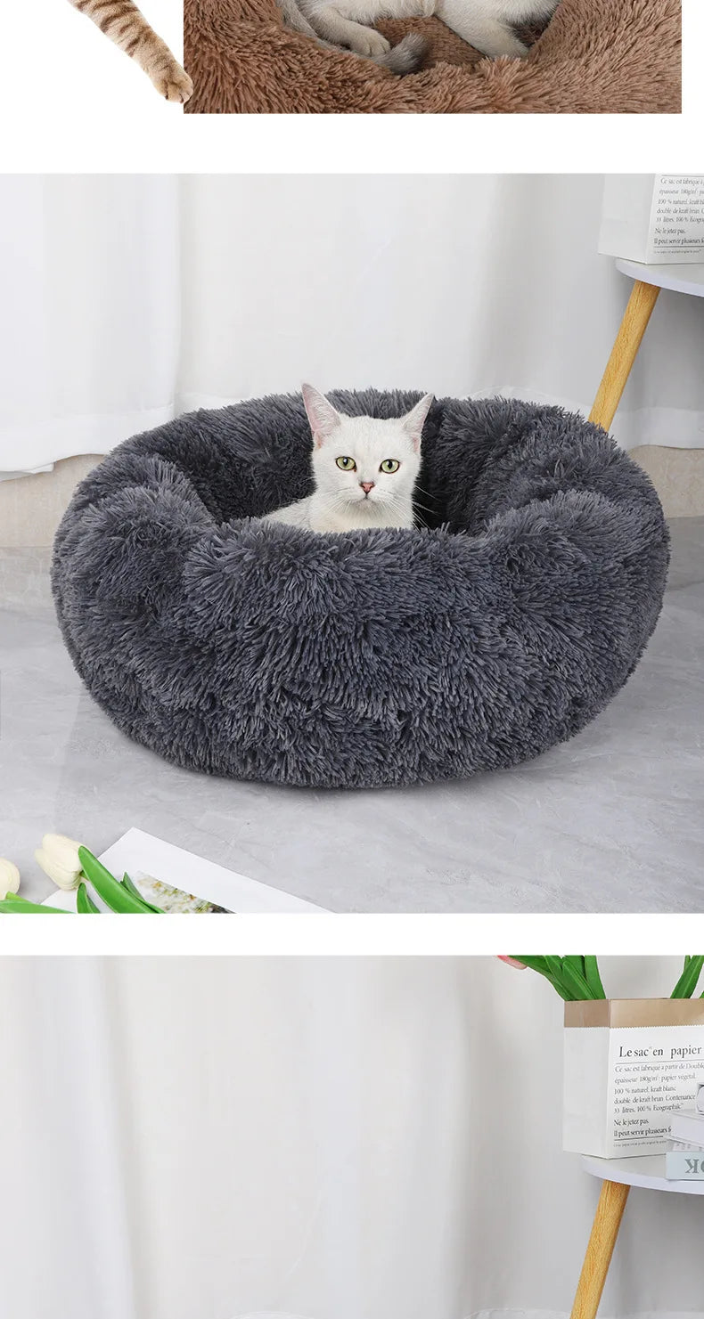 Home Plush Pet Nest Winter Cat Nest Dog Nest Warm Detachable and Washable Round Cat Nest Pet Bed Seasonal Universal Decoration